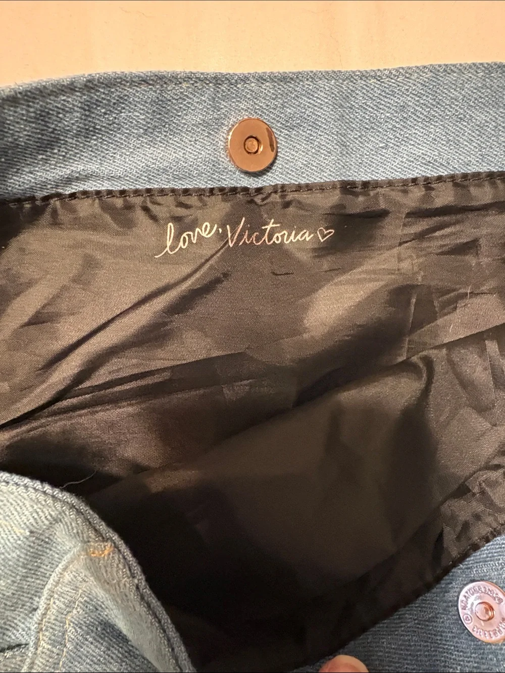 Victoria's Secret Light Blue Denim Tote with Stud Accents